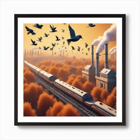 Train In The Autumn Art Print