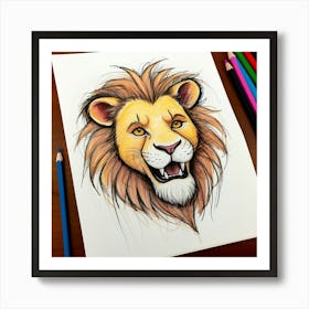 Lion Drawing 10 Art Print