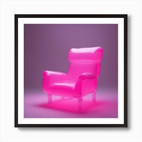 Furniture Design, Tall Armchair, Inflatable, Fluorescent Viva Magenta Inside, Transparent, Concept P Art Print