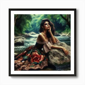 Beautiful Woman In The Forest 5 Art Print