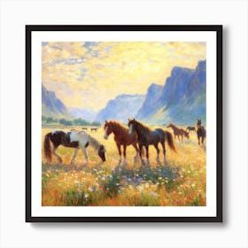 Horses In The Meadow Art Print