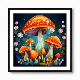 Mushroom In The Forest Art Print