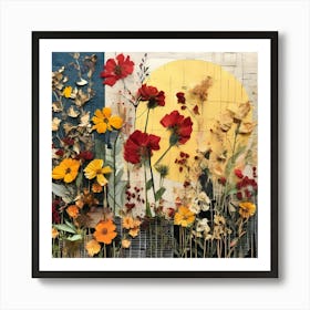 'Sunrise', Produce An Eclectic Collage Combining Calligraphy Textured Paint Swatches And Cut Out Elements Art Print