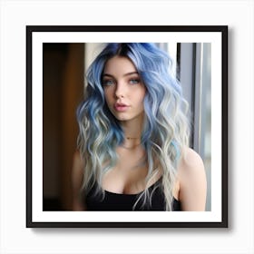 Blue Haired Girl Art Print