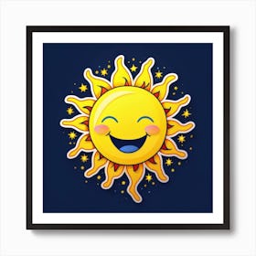 Lovely smiling sun on a blue gradient background 10 Art Print