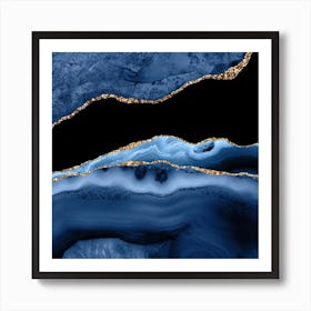 Navy & Gold Agate Texture 13 Art Print