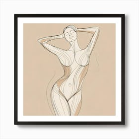 Woman Body wallart line vector drawing print abstract poster art illustration design texture for canvas Art Print