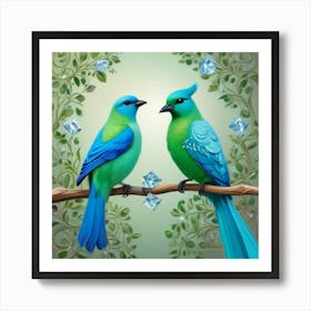 1000013962 two bird and diamonds Art Print