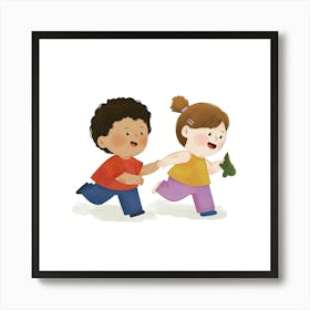 Two Children Running 1 Art Print