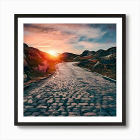 Road In The Mountains At Sunset Art Print