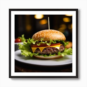 Hamburger On A Plate 2 Art Print