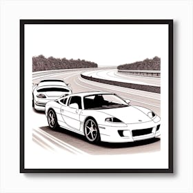 Two Sports Cars On A Highway Art Print