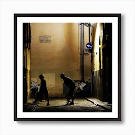 One Time At Della Stella - photo photography color square couple romanc man woman bicycle Art Print