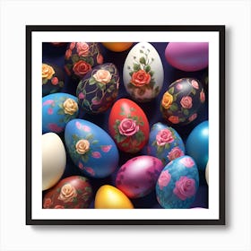 Rose Painted Eggs Art Print