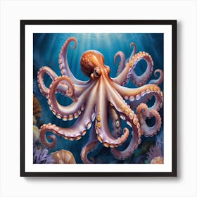 Vintage Colorful Octopus Art Print