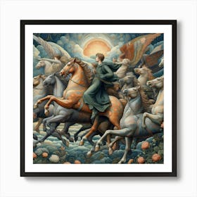 Angels On Horseback 1 Art Print