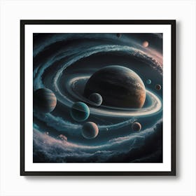 Saturn In Space 2 Art Print