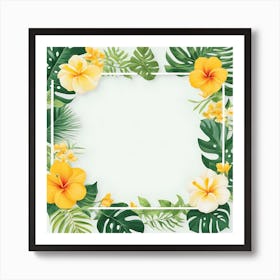 Frame With Tropical Flowers 6 Art Print