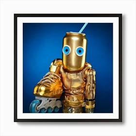 Firefly Frightened, Robot, Blue Eyes, Inline Roller Skates, Disguised, Sweaty, Gold, Aluminum Can, C (9) Art Print