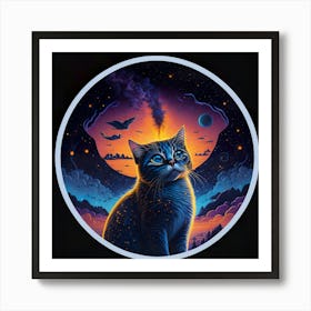 Cat Colored Sky (50) Art Print