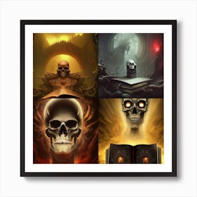 Skulls And Books Art Print