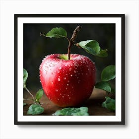 Red Apple With Water Droplets Art Print