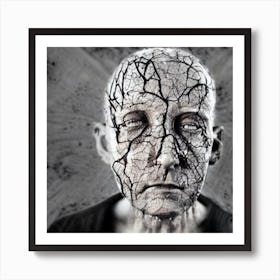 Man With A Broken Face Art Print