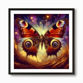 Futurist Butterfly in Surreal Landscape Art Print