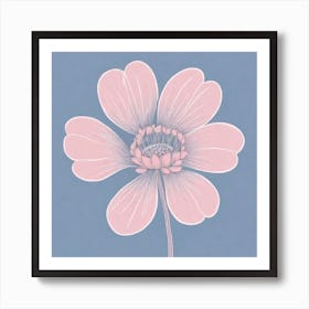 A White And Pink Flower In Minimalist Style Square Composition 736 Art Print