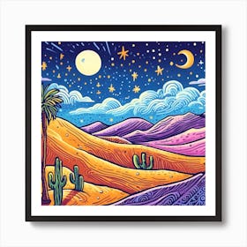 Dunes By Moonlight Art Print