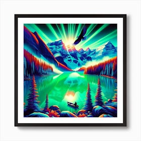 Eagle In The Sky - Fishing Friends Art Print