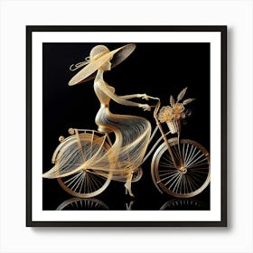 Woman On A Bicycle Art Print