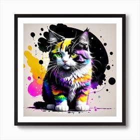 Colorful Cat Painting 5 Art Print