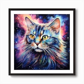 Cosmic Whiskers: Neon Dreams Art Print