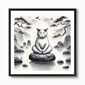 Meditating Cat 2 Art Print