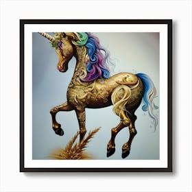 Golden Unicorn Art Print