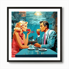 Man And Woman Drinking Tea Art Print