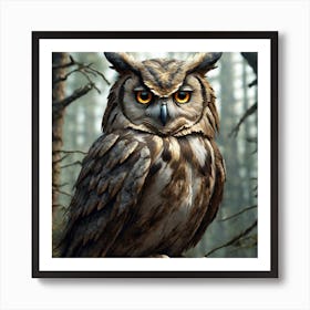 Owl In The Woods 38 Art Print