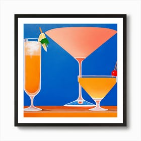 Three Cocktails Art Print