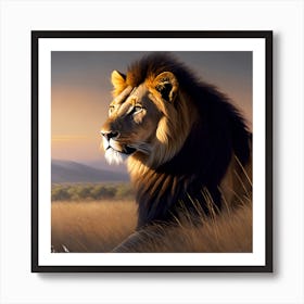 Lion In The Grass 3 Art Print