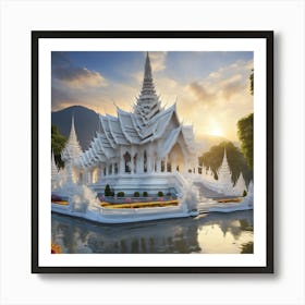 White Temple In Chiang Mai Art Print