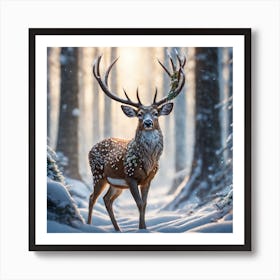 Deer In The Woods 28 Art Print