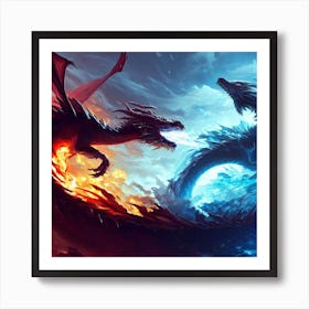 Dragons Fighting 7 Art Print