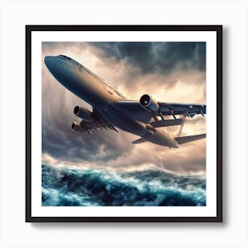 flying plane over a sea Art Print
