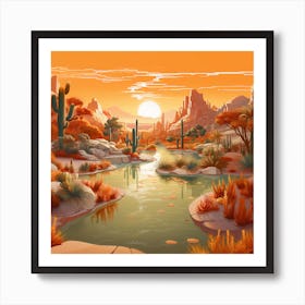 Sunset Oasis Art Print