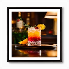 Cocktail On A Wooden Table Art Print