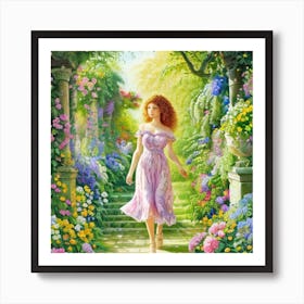 Girl In A Garden 13 Art Print