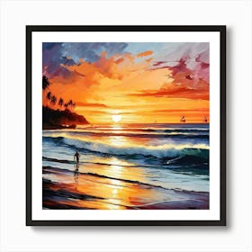 Sunset At The Beach 2 Art Print