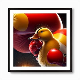 Duck In Boxing Ring Art Print