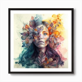 Watercolor Tropical Woman #3 Poster